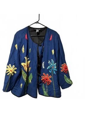 Indigo Moon Blue Flower Jacket Size 1X